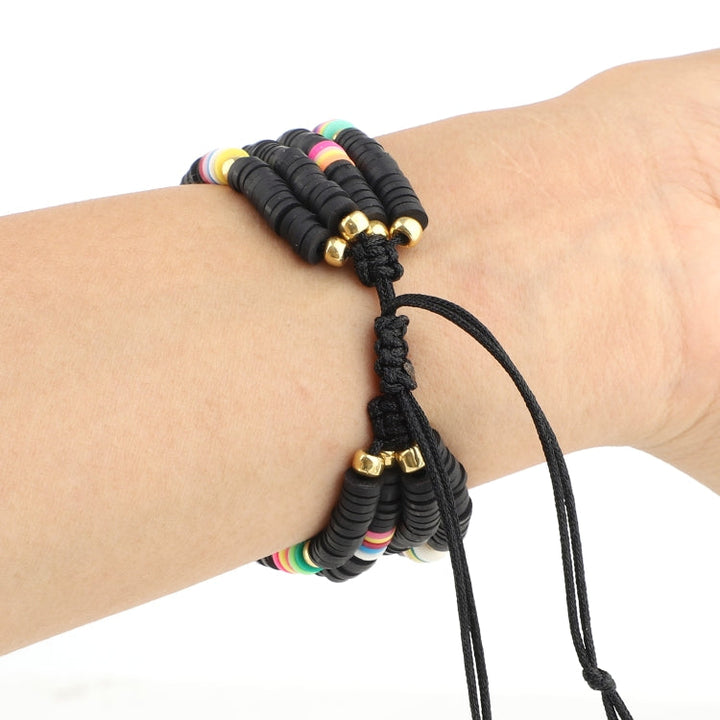 Lisslune | Bohemian Style Soft Ceramic Beads Strap For Apple Series 7 41mm / 6 & SE & 5 & 4 40mm / 3 & 2 & 1 38mm (Black)