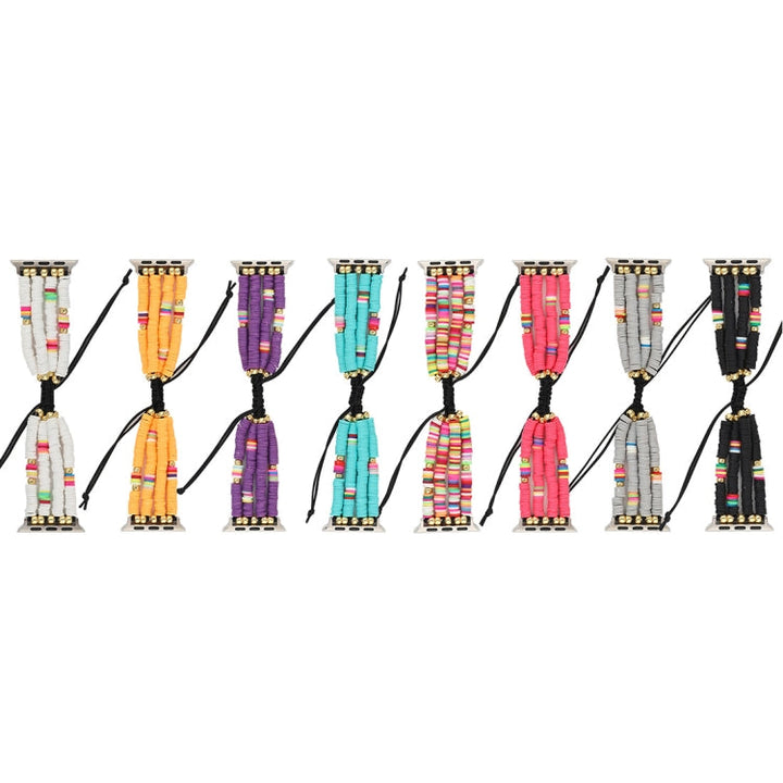 Lisslune | Bohemian Style Soft Ceramic Bead Bracelet For Apple Series 7 41mm / 6 & SE & 5 & 4 40mm / 3 & 2 & 1 38mm (White)