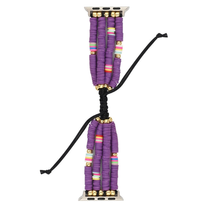 Lisslune | Bohemian Style Soft Ceramic Bead Strap for Apple Series 7 45mm / 6 & SE & 5 & 4 44mm / 3 & 2 & 1 42mm (Purple)