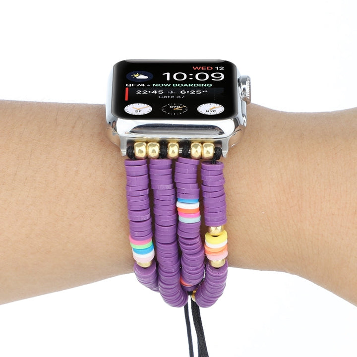 Lisslune | Bohemian Style Soft Ceramic Bead Strap for Apple Series 7 45mm / 6 & SE & 5 & 4 44mm / 3 & 2 & 1 42mm (Purple)