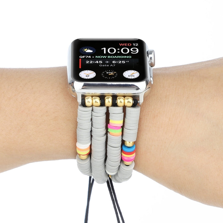 Lisslune | Bohemian Style Soft Ceramic Beads Bracelet for Apple Series 7 45mm / 6 & SE & 5 & 4 44mm / 3 & 2 & 1 42mm (Gray)