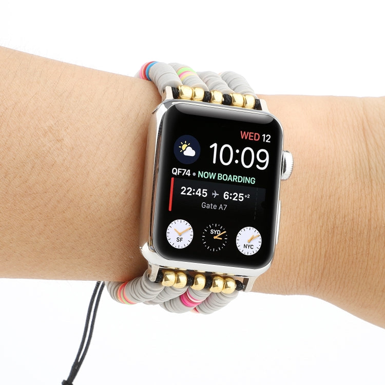 Lisslune | Bohemian Style Soft Ceramic Beads Bracelet for Apple Series 7 45mm / 6 & SE & 5 & 4 44mm / 3 & 2 & 1 42mm (Gray)