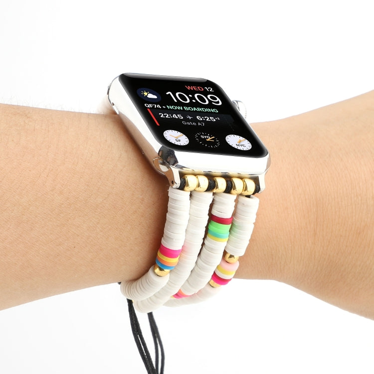 Lisslune | Bohemian Style Soft Ceramic Beads Strap for Apple Series 7 45mm / 6 & SE & 5 & 4 44mm / 3 & 2 & 1 42mm(White)