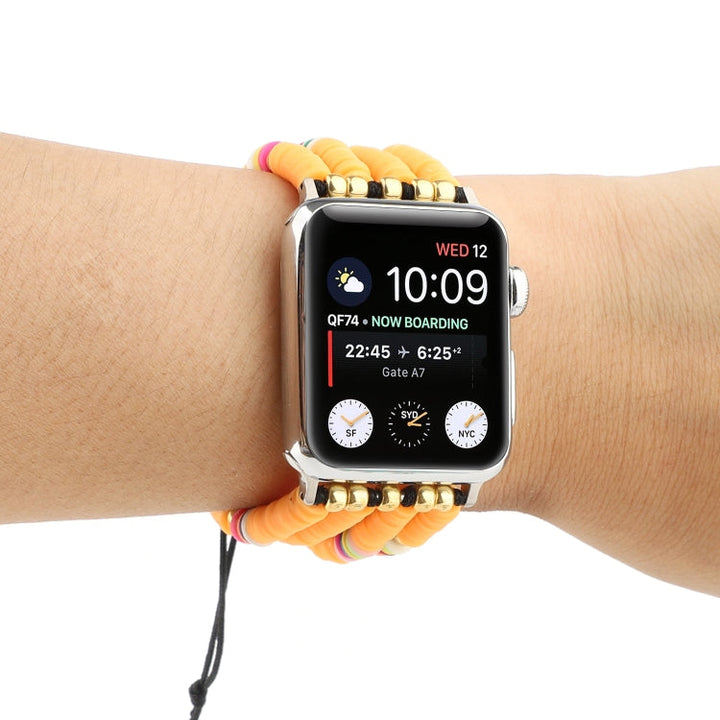 Lisslune | Bohemian Style Soft Ceramic Bead Strap For Apple Series 7 45mm / 6 & SE & 5 & 4 44mm / 3 & 2 & 1 42mm(Yellow)