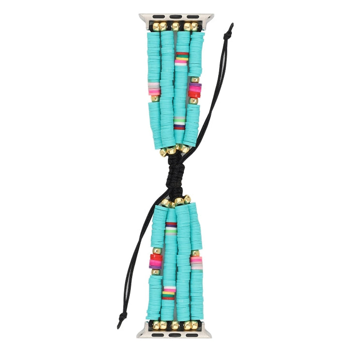 Lisslune | Bohemian Style Soft Ceramic Beads Bracelet For Apple Series 7 45mm / 6 & SE & 5 & 4 44mm / 3 & 2 & 1 42mm (Blue)