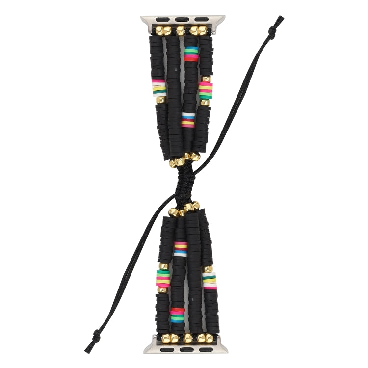 Lisslune | Bohemian Style Soft Ceramic Bead Strap for Apple Series 7 45mm / 6 & SE & 5 & 4 44mm / 3 & 2 & 1 42mm (Black)