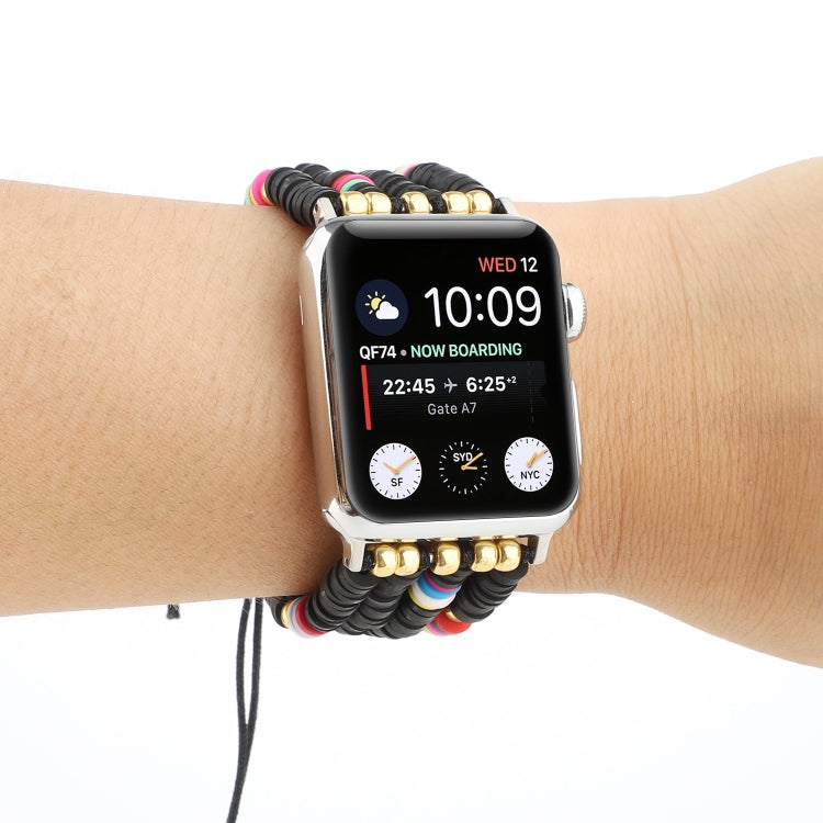 Lisslune | Bohemian Style Soft Ceramic Bead Strap for Apple Series 7 45mm / 6 & SE & 5 & 4 44mm / 3 & 2 & 1 42mm (Black)