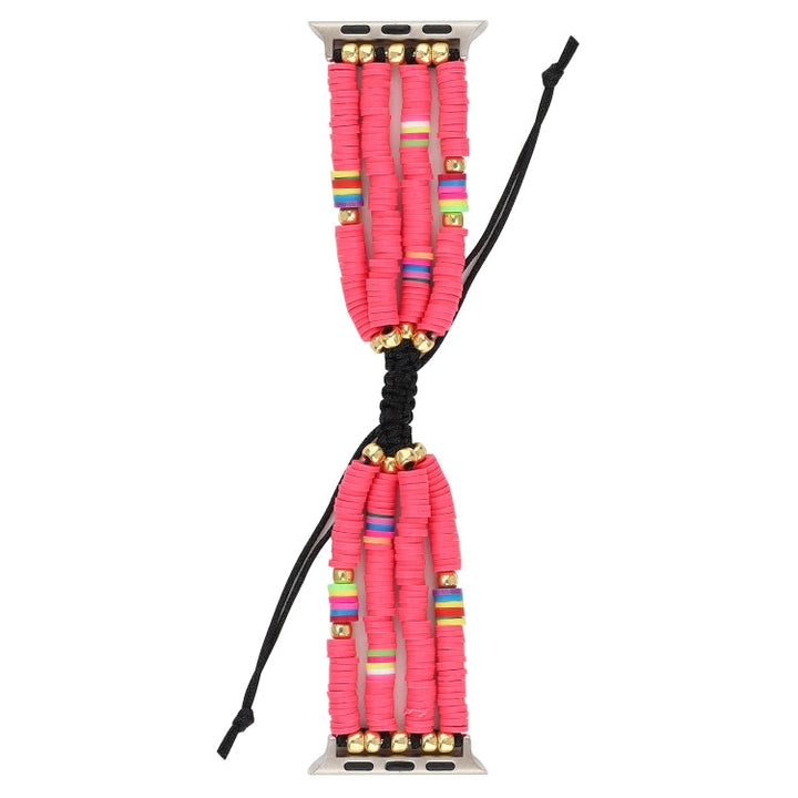 Lisslune | Bohemian style soft ceramic beads strap for Apple Series 7 45mm / 6 & SE & 5 & 4 44mm / 3 & 2 & 1 42mm (Rose)