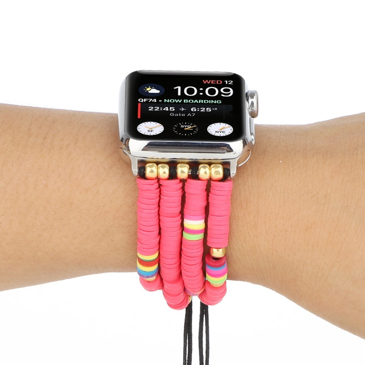 Lisslune | Bohemian style soft ceramic beads strap for Apple Series 7 45mm / 6 & SE & 5 & 4 44mm / 3 & 2 & 1 42mm (Rose)