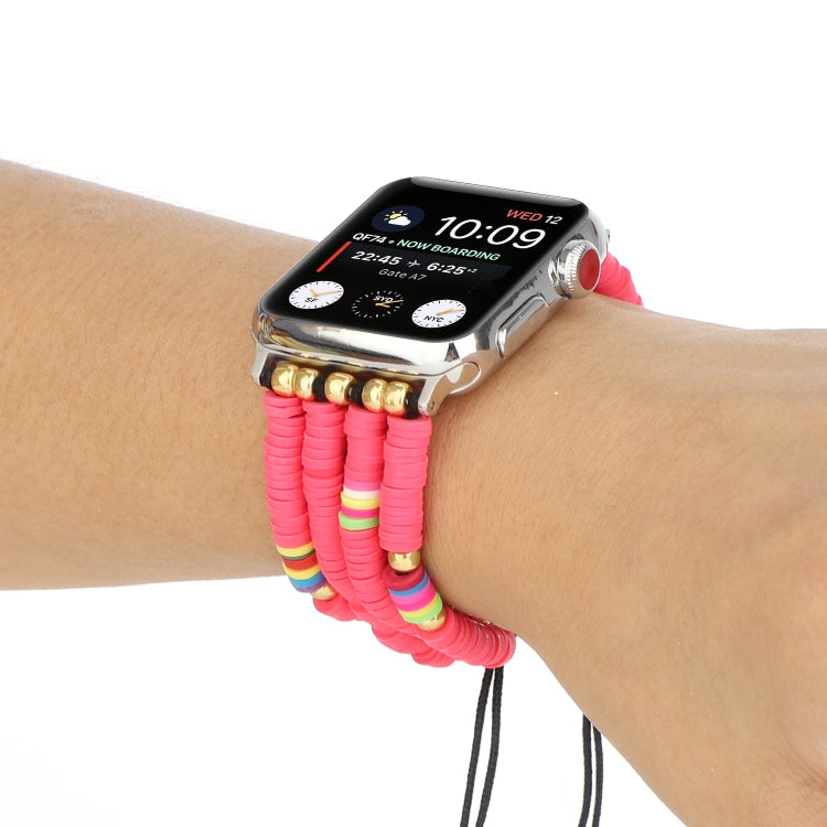 Lisslune | Bohemian style soft ceramic beads strap for Apple Series 7 45mm / 6 & SE & 5 & 4 44mm / 3 & 2 & 1 42mm (Rose)