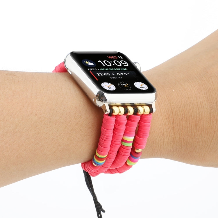 Lisslune | Bohemian style soft ceramic beads strap for Apple Series 7 45mm / 6 & SE & 5 & 4 44mm / 3 & 2 & 1 42mm (Rose)