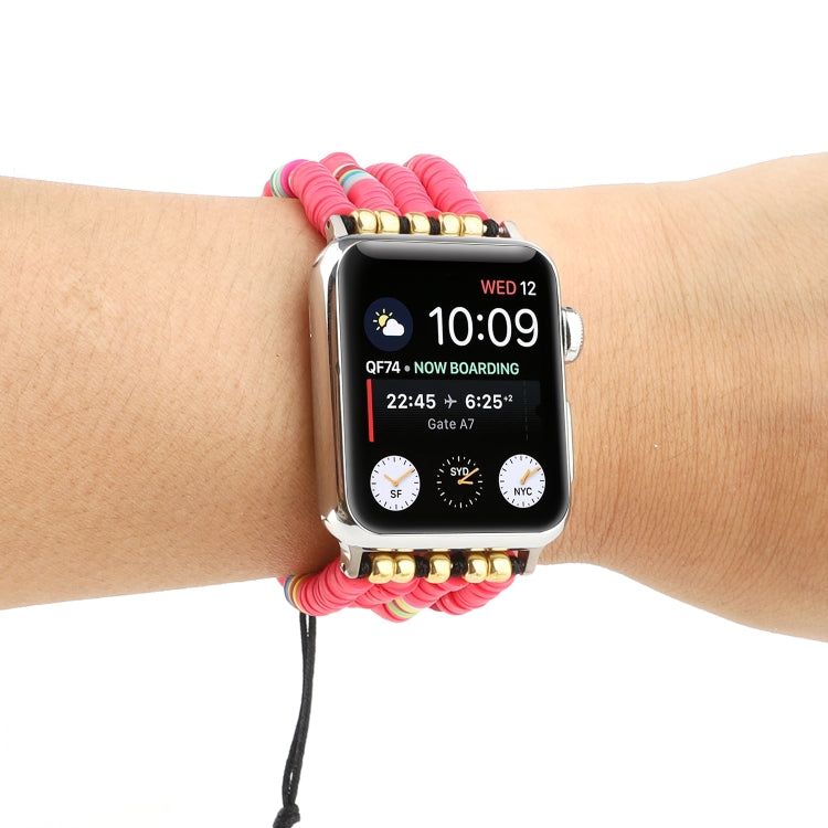 Lisslune | Bohemian style soft ceramic beads strap for Apple Series 7 45mm / 6 & SE & 5 & 4 44mm / 3 & 2 & 1 42mm (Rose)
