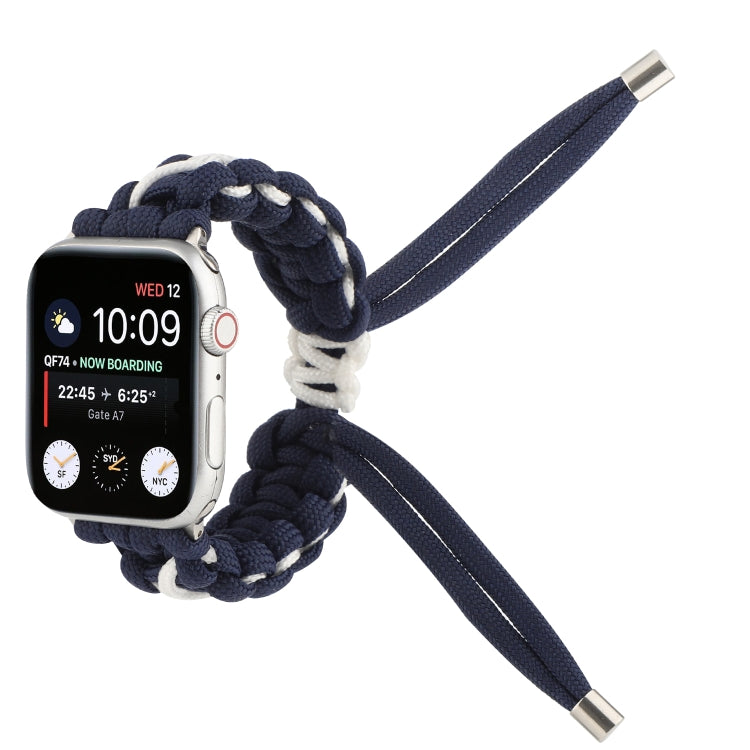 Lisslune | Braided Umbrella Cord Bracelet for Apple Series 7 41mm / 6 & SE & 5 & 4 40mm / 3 & 2 & 1 38mm (Royal Blue White)