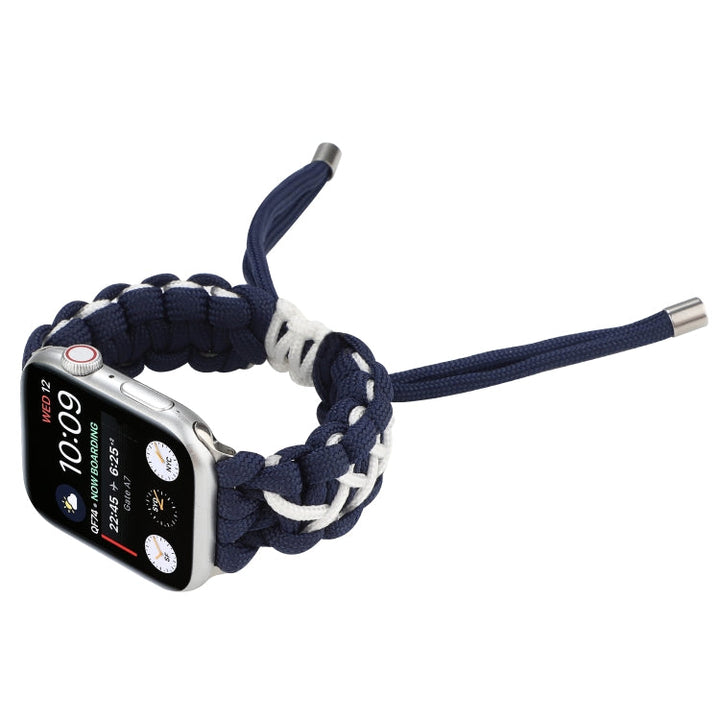 Lisslune | Braided Umbrella Cord Bracelet for Apple Series 7 41mm / 6 & SE & 5 & 4 40mm / 3 & 2 & 1 38mm (Royal Blue White)
