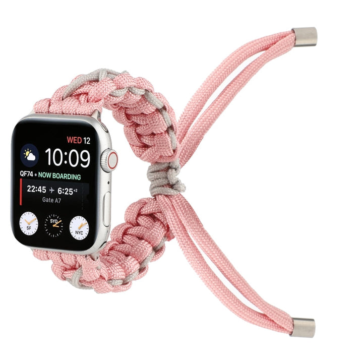 Lisslune | Braided Umbrella Cord for Apple Series 7 41mm / 6 & SE & 5 & 4 40mm / 3 & 2 & 1 38mm (Pink)