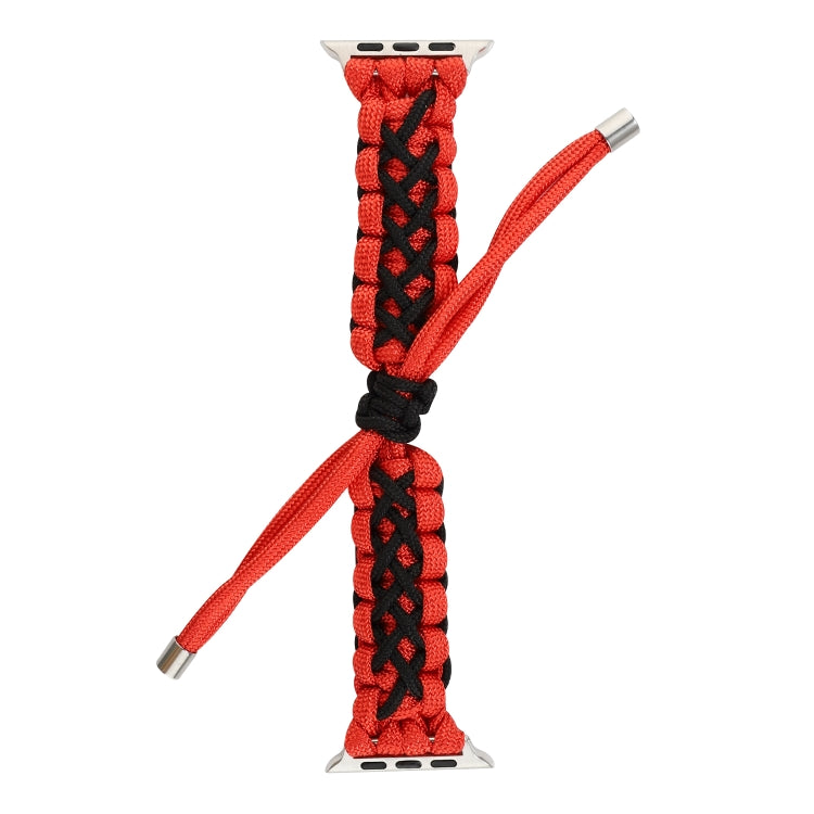 Lisslune | Braided Umbrella Cord for Apple Series 7 41mm / 6 & SE & 5 & 4 40mm / 3 & 2 & 1 38mm (Black Red)