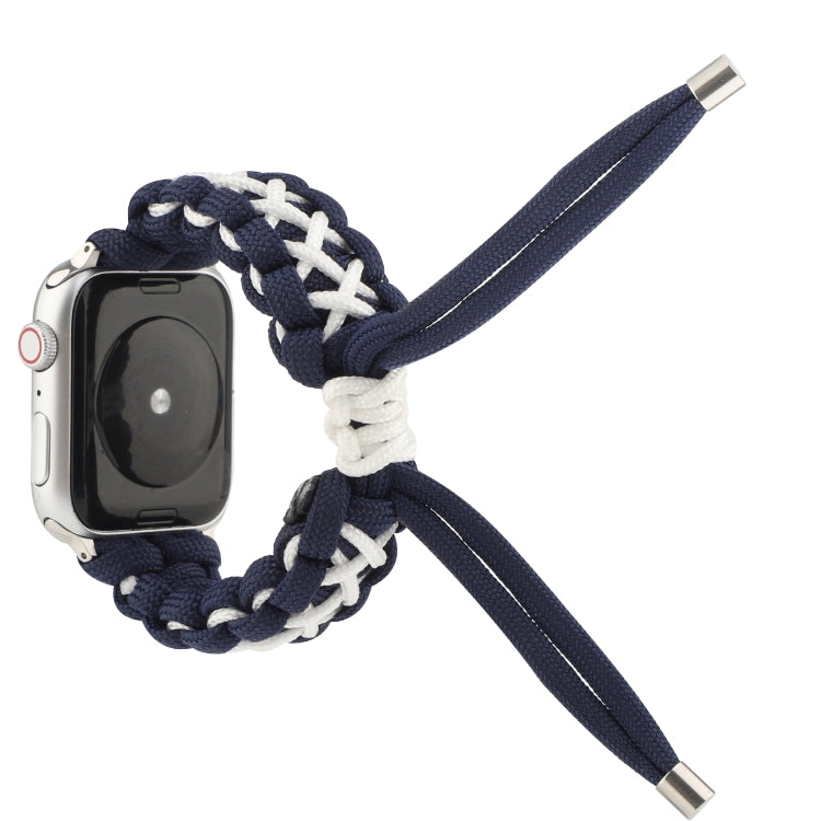 Lisslune | Braided umbrella cord strap for Apple Series 7 45mm / 6 & SE & 5 & 4 44mm / 3 & 2 & 1 42mm (Royal Blue White)