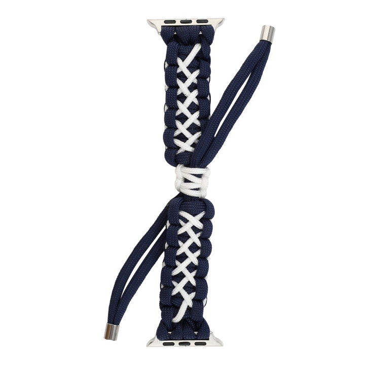 Lisslune | Braided umbrella cord strap for Apple Series 7 45mm / 6 & SE & 5 & 4 44mm / 3 & 2 & 1 42mm (Royal Blue White)