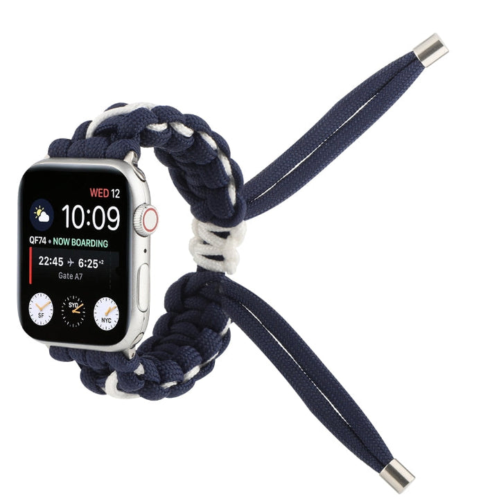 Lisslune | Braided umbrella cord strap for Apple Series 7 45mm / 6 & SE & 5 & 4 44mm / 3 & 2 & 1 42mm (Royal Blue White)