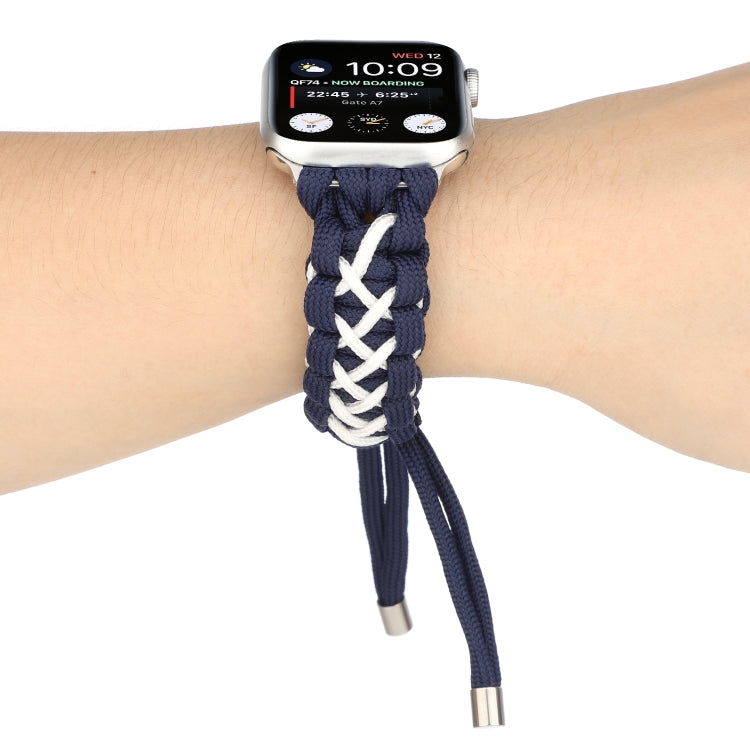 Lisslune | Braided umbrella cord strap for Apple Series 7 45mm / 6 & SE & 5 & 4 44mm / 3 & 2 & 1 42mm (Royal Blue White)