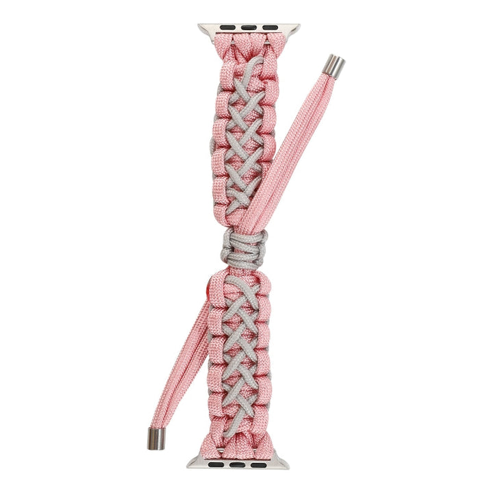 Lisslune | Woven umbrella cord strap for Apple Series 7 45mm / 6 & SE & 5 & 4 44mm / 3 & 2 & 1 42mm (Pink)