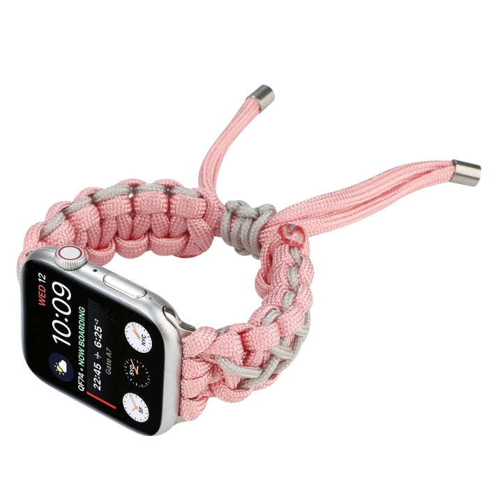 Lisslune | Woven umbrella cord strap for Apple Series 7 45mm / 6 & SE & 5 & 4 44mm / 3 & 2 & 1 42mm (Pink)