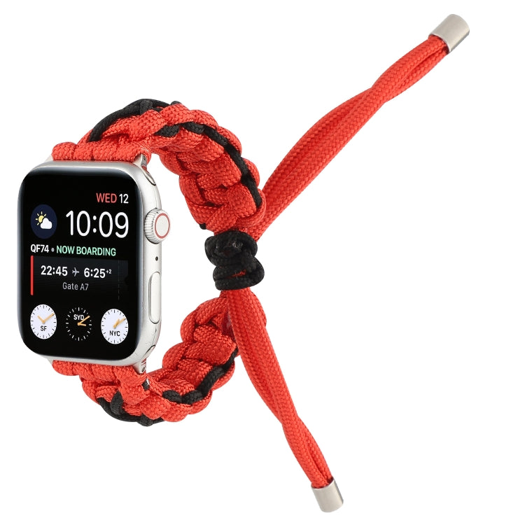Lisslune | Braided umbrella rope strap for Apple Series 7 45mm / 6 & SE & 5 & 4 44mm / 3 & 2 & 1 42mm (Black Red)