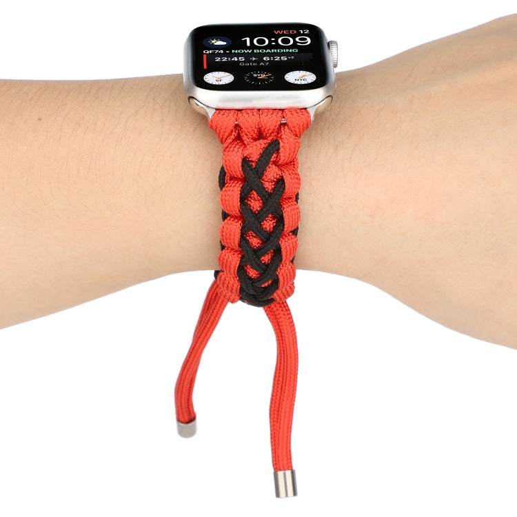 Lisslune | Braided umbrella rope strap for Apple Series 7 45mm / 6 & SE & 5 & 4 44mm / 3 & 2 & 1 42mm (Black Red)
