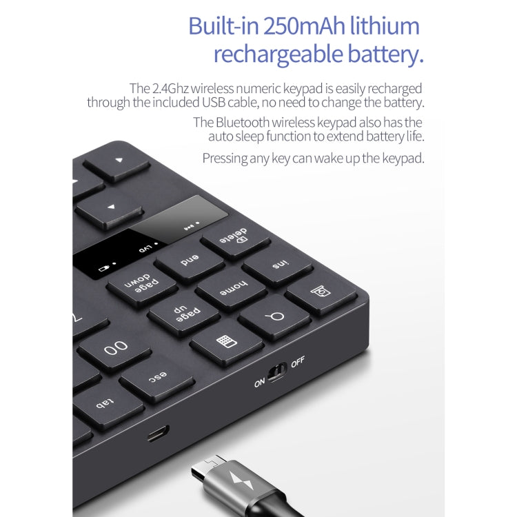 Lisslune | 533 35 Keys 2.4G Ultra-thin Design Wireless Charger Digital Keyboard