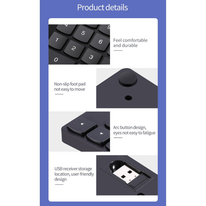 Lisslune | 533 35 Keys 2.4G Ultra-thin Design Wireless Charger Digital Keyboard