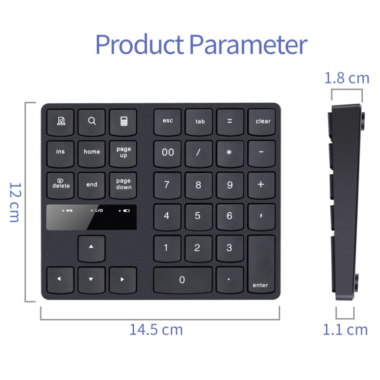 Lisslune | 533 35 Keys 2.4G Ultra-thin Design Wireless Charger Digital Keyboard