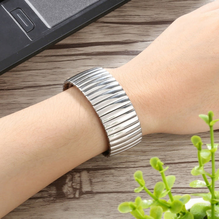 Lisslune | Elastic Aluminum Watch Band for Apple Watch Series 7 45mm / 6 & SE & 5 & 4 44mm / 3 & 2 & 1 42mm (Silver)