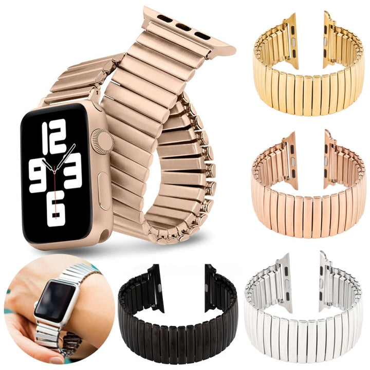 Lisslune | Elastic Aluminum Watch Band for Apple Watch Series 7 45mm / 6 & SE & 5 & 4 44mm / 3 & 2 & 1 42mm (Silver)