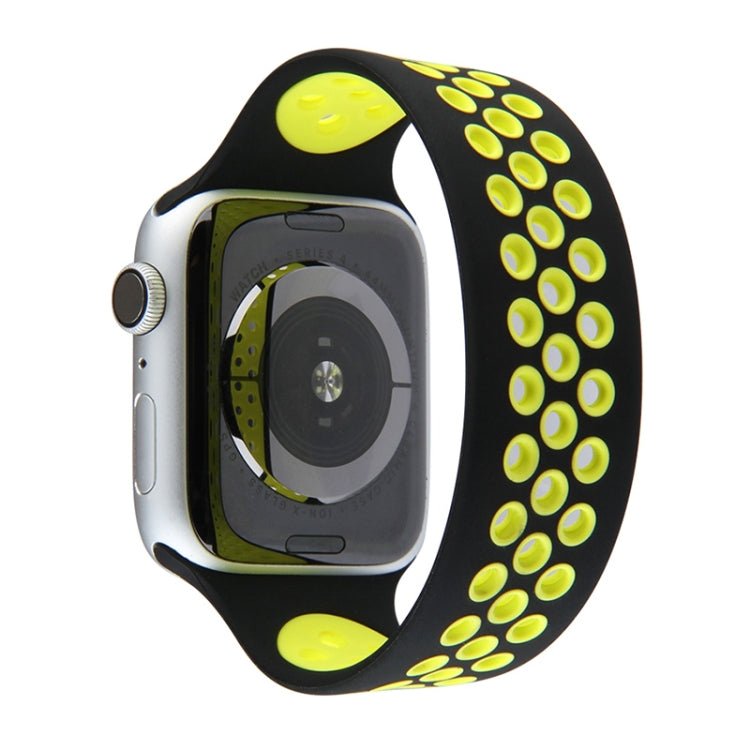 Lisslune | Elastic Silicone Watch Strap for Apple Watch Series 7 41mm / 6 & SE & 5 & 4 40mm / 3 & 2 & 1 38mm, Length: 135mm (Black Yellow)