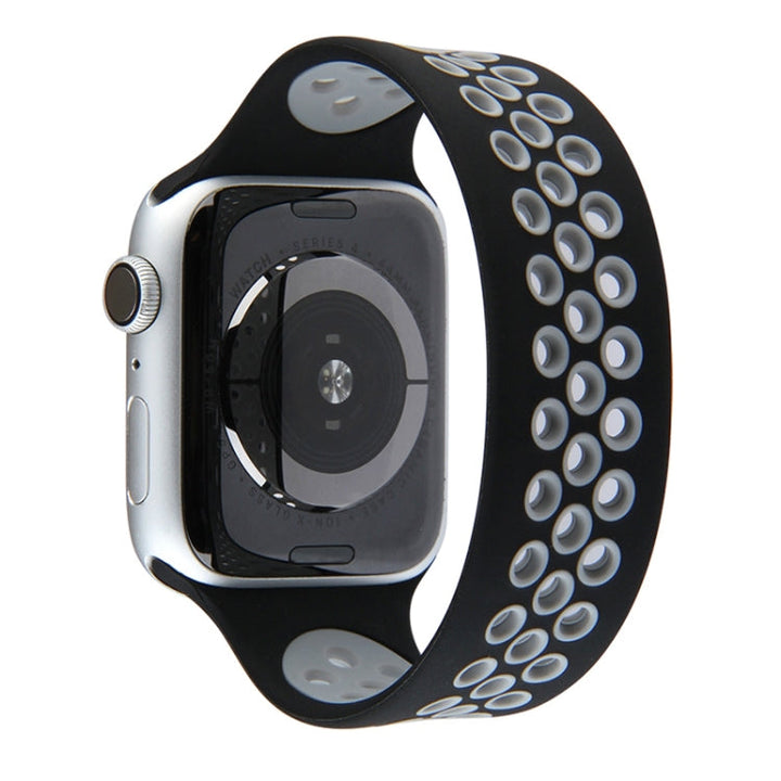 Lisslune | Elastic Silicone Wristband for Apple Watch Series 7 41mm / 6 & SE & 5 & 4 40mm / 3 & 2 & 1 38mm, Length: 135mm (Black Gray)