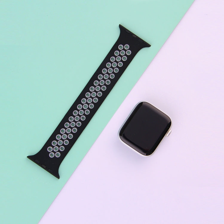 Lisslune | Elastic Silicone Wristband for Apple Watch Series 7 41mm / 6 & SE & 5 & 4 40mm / 3 & 2 & 1 38mm, Length: 135mm (Black Gray)