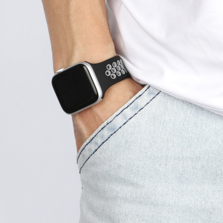 Lisslune | Elastic Silicone Wristband for Apple Watch Series 7 41mm / 6 & SE & 5 & 4 40mm / 3 & 2 & 1 38mm, Length: 135mm (Black Gray)
