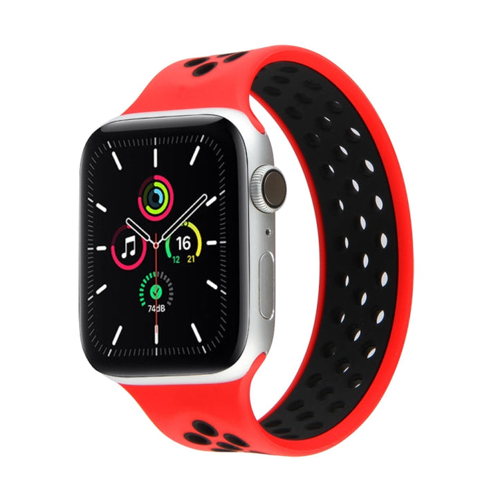 Lisslune | Elastic Silicone Watch Band for Apple Watch Series 7 41mm / 6 & SE & 5 & 4 40mm / 3 & 2 & 1 38mm, Length: 150mm (Red Black)