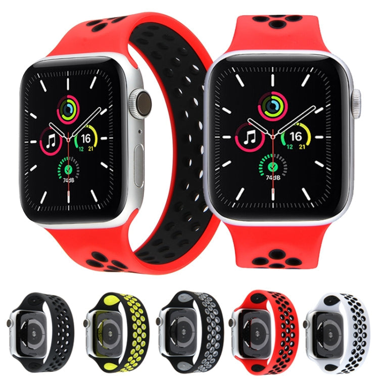 Lisslune | Elastic Silicone Watch Band for Apple Watch Series 7 41mm / 6 & SE & 5 & 4 40mm / 3 & 2 & 1 38mm, Length: 150mm (Red Black)