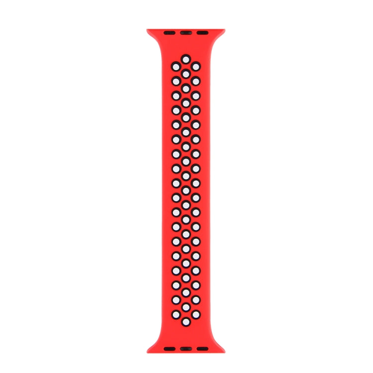 Lisslune | Elastic Silicone Strap for Apple Watch Series 7 45mm / 6 & SE & 5 & 4 44mm / 3 & 2 & 1 42mm, Length:150mm (Red Black)