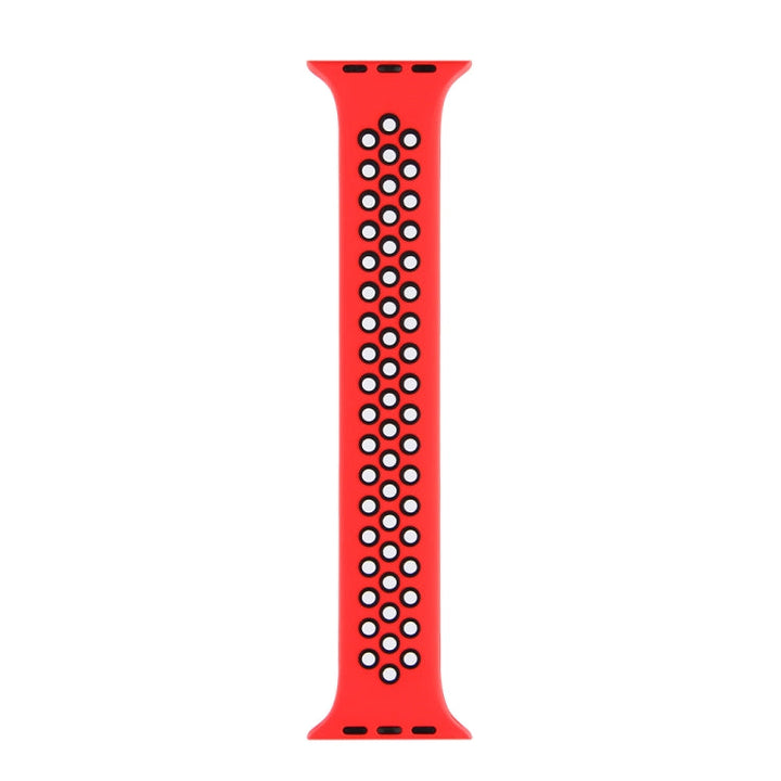 Lisslune | Elastic Silicone Strap for Apple Watch Series 7 45mm / 6 & SE & 5 & 4 44mm / 3 & 2 & 1 42mm, Length:150mm (Red Black)