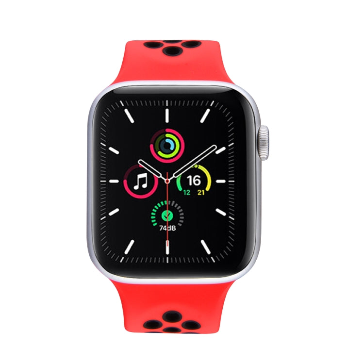 Lisslune | Elastic Silicone Strap for Apple Watch Series 7 45mm / 6 & SE & 5 & 4 44mm / 3 & 2 & 1 42mm, Length:150mm (Red Black)