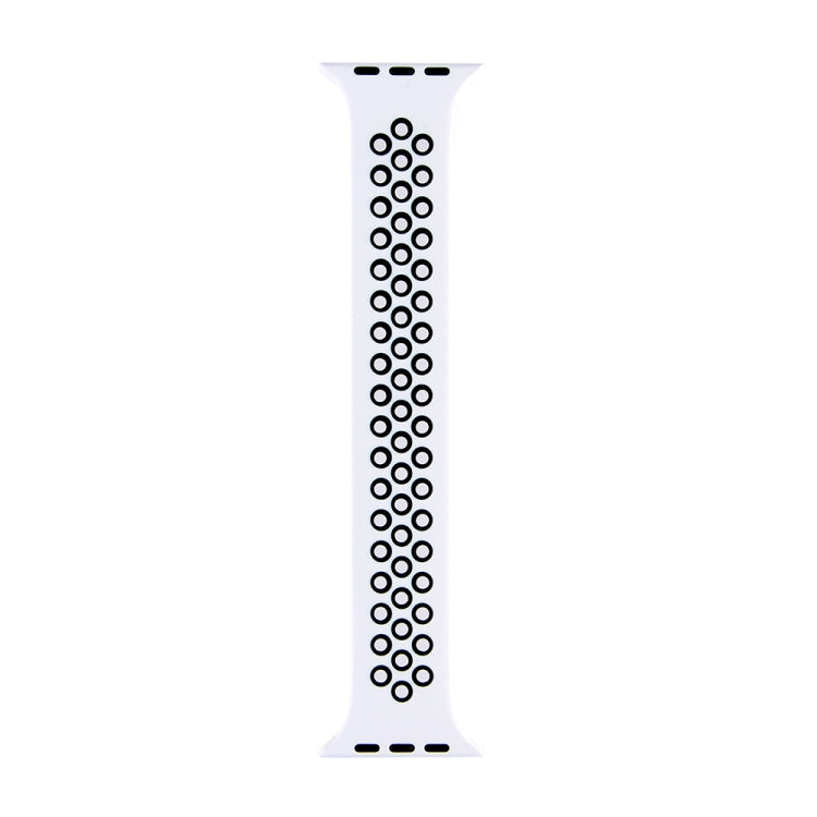 Lisslune | Elastic Silicone Watch Strap for Apple Watch Series 7 45mm / 6 & SE & 5 & 4 44mm / 3 & 2 & 1 42mm, Length: 160mm (White Black)