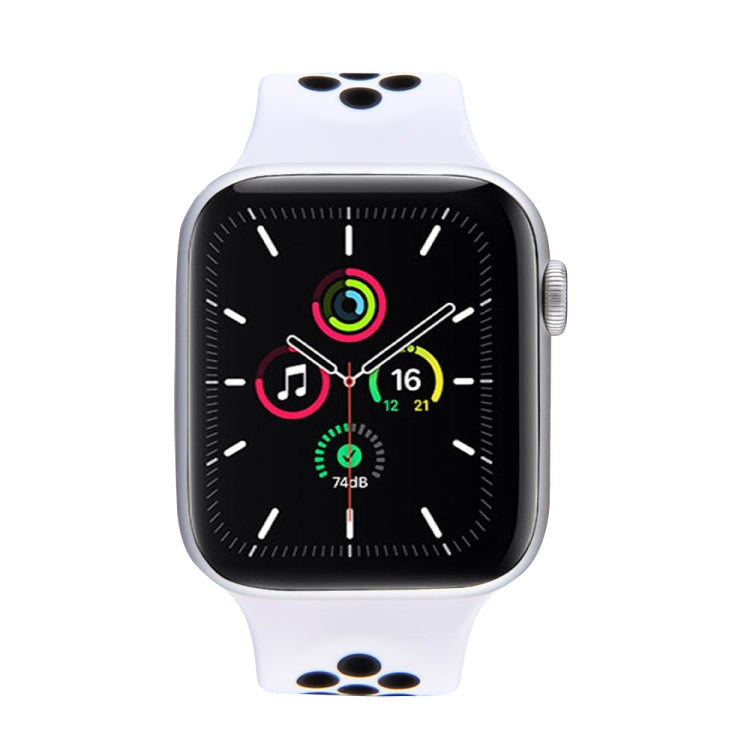 Lisslune | Elastic Silicone Watch Strap for Apple Watch Series 7 45mm / 6 & SE & 5 & 4 44mm / 3 & 2 & 1 42mm, Length: 160mm (White Black)
