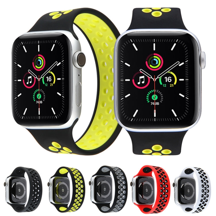 Lisslune | Elastic Silicone Watch Strap for Apple Watch Series 7 45mm / 6 & SE & 5 & 4 44mm / 3 & 2 & 1 42mm, Length: 160mm (White Black)