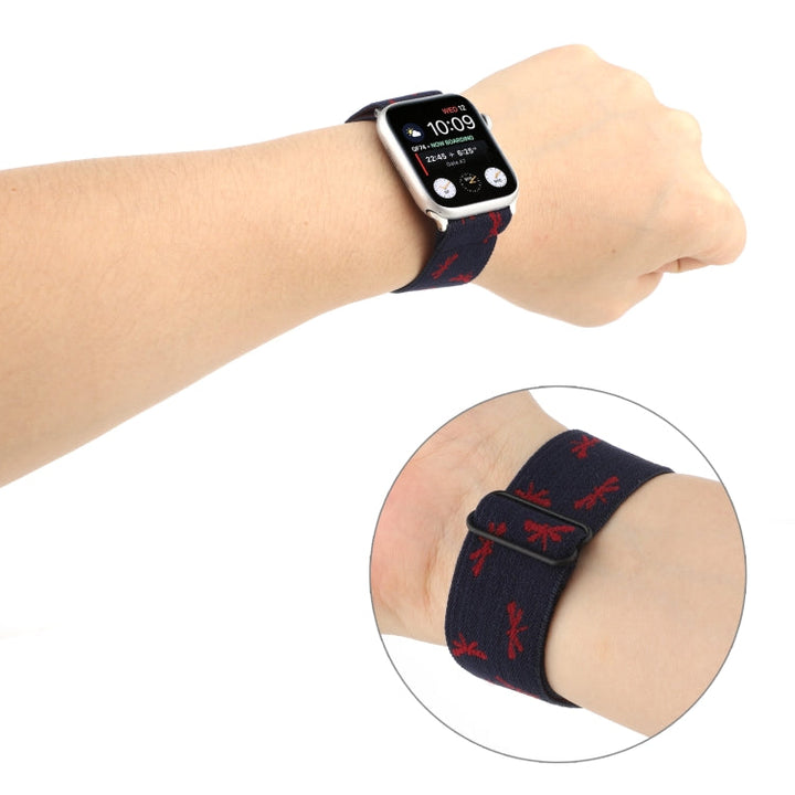 Lisslune | Ethnic Style Buckle Watch Band for Apple Watch Series 7 41mm / 6 & SE & 5 & 4 40mm / 3 & 2 & 1 38mm (Wine Red Blue)