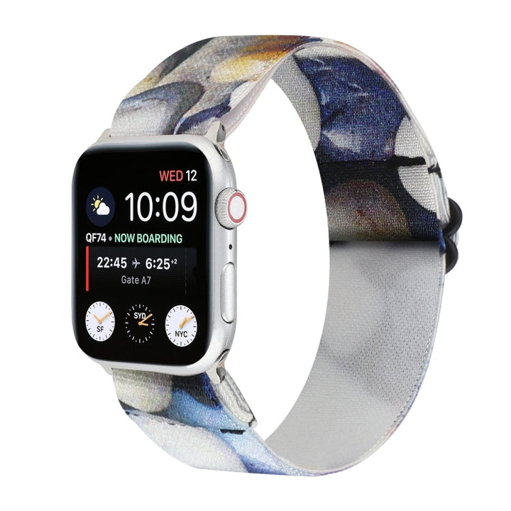 Lisslune | Ethnic style buckle watch band for Apple Watch Series 7 41mm / 6 & SE & 5 & 4 40mm / 3 & 2 & 1 38mm (Blue White)