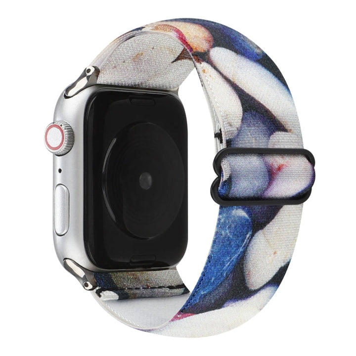 Lisslune | Ethnic style buckle watch band for Apple Watch Series 7 41mm / 6 & SE & 5 & 4 40mm / 3 & 2 & 1 38mm (Blue White)