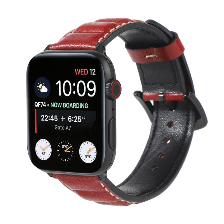 Lisslune | Leather Watch Band for Apple Watch Series 7 41mm / 6 & SE & 5 & 4 40mm / 3 & 2 & 1 38mm (Red)