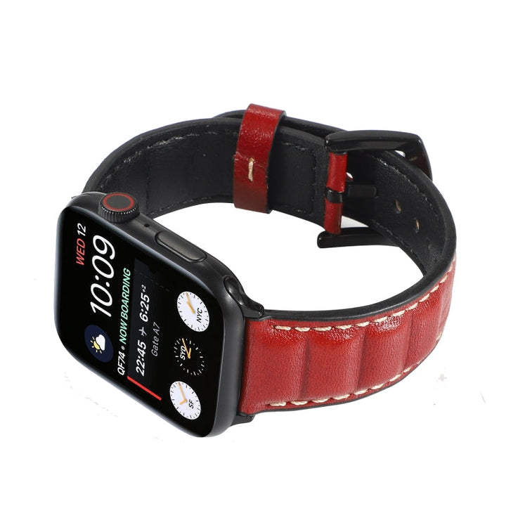 Lisslune | Leather Watch Band for Apple Watch Series 7 41mm / 6 & SE & 5 & 4 40mm / 3 & 2 & 1 38mm (Red)